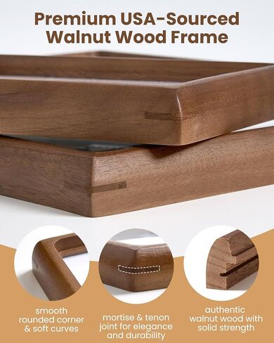 Axeman 18x24 Frame, Solid Walnut Wood Frame with Tempered Glass, Rounded Corner 18 x 24 Poster Frame with Mat for 16x20, Horizontal & Vertical Wall Display, Hanging Hardware Included in Saudi Arabia