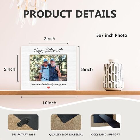 Happy Retirement Gifts Picture Frame 5x7, Retirement Gifts for Coworkers Women Men Photo Frame, Never Underestimate the Difference You Made Wooden Picture Photo Frames for Desk Home Room Decor in Saudi Arabia