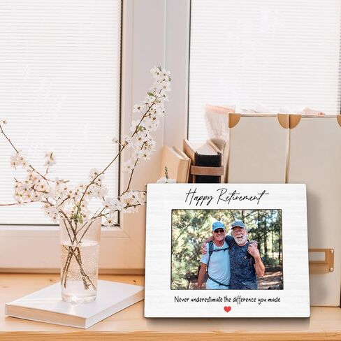 Happy Retirement Gifts Picture Frame 5x7, Retirement Gifts for Coworkers Women Men Photo Frame, Never Underestimate the Difference You Made Wooden Picture Photo Frames for Desk Home Room Decor in Saudi Arabia
