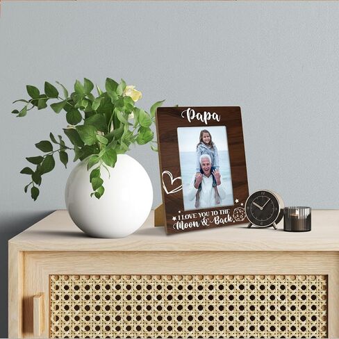 Papa Gifts, Rustic Wood Photo Frame, Holds 4 x 6 Inch Photo - Papa I Love You to the Moon and Back, Best Grandpa Ever, Father's Day, Papa Gifts for Birthday, from New Baby, Grandparent's Day in Kuwait