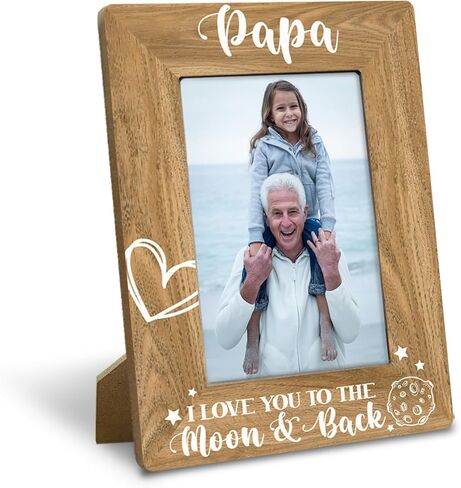Papa Gifts, Rustic Wood Photo Frame, Holds 4 x 6 Inch Photo - Papa I Love You to the Moon and Back, Best Grandpa Ever, Father's Day, Papa Gifts for Birthday, from New Baby, Grandparent's Day in Saudi Arabia