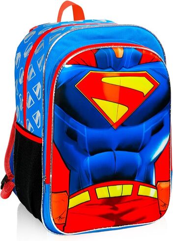 Superman Backpack for Boys - Bundle with 16" Justice League Superhero Backpack with Water Bottle, Stickers, More | Superman Backpack Set for Kids, Boys in Saudi Arabia