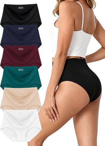 Womens Underwear, Seamless Underwear for Women, Briefs High Waisted, Size XL, Black, 6 Pack in Saudi Arabia