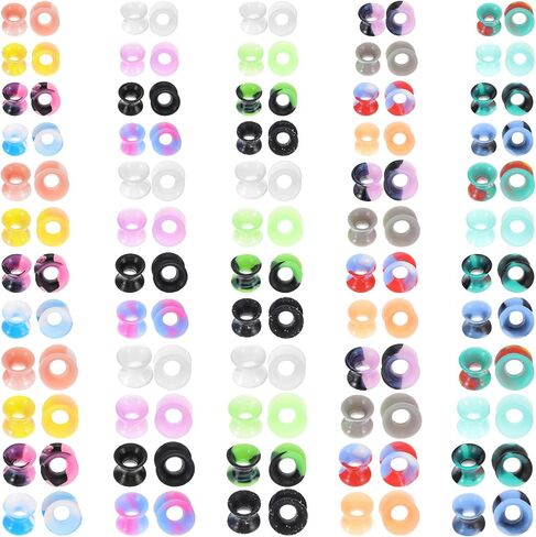 120 Pcs Silicone Ear Gauges, 2g/0g/00g Flexible Ear Tunnels Gauges Soft Expander Stretching Ear Plugs Tunnels Colorful Double Flared Flesh Ears Piercing Jewelry for Men Women in Kuwait