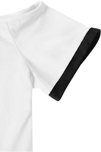 LilyCoco Womens Color Block Off The Shoulder Tops Asymmetrical Short Sleeve T Shirts in Saudi Arabia