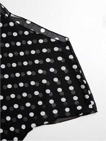Milumia Women's Asymmetrical Polka Dots Sheer Top Off The Shoulder Flowy Going Out Poncho Tops in Kuwait