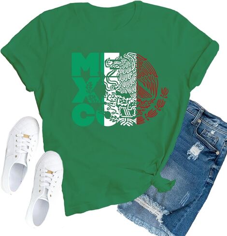 Mexico Shirts for Women Mexican Flag Shirt Mexico Patriotic Eagle Tee Tops in Kuwait
