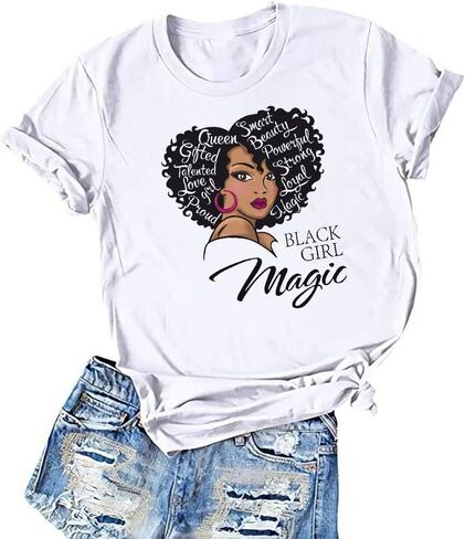 Black History Shirts Black Graphic tees for Men and Women, Magic Fashion Afro American Natural Hair Vintage Melanin T-Shirts in Saudi Arabia