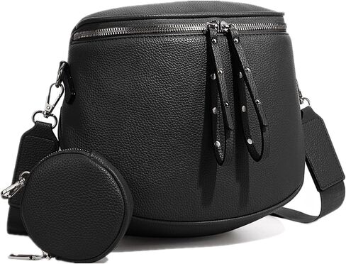 DIHKLCIO Black Crossbody Bags for Women Bum Bag Large Leather Sling Womens Purses with Studded Coin Purse in Saudi Arabia