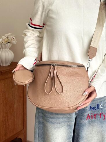 DIHKLCIO Black Crossbody Bags for Women Bum Bag Large Leather Sling Womens Purses with Studded Coin Purse in Saudi Arabia