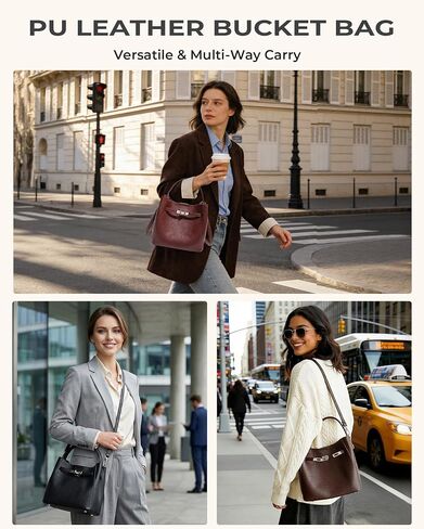Micmores Crossbody Bag for Women, Pebbled Vegan Leather Bucket Handbag with Pouch, Versatile Shoulder Purse in Saudi Arabia
