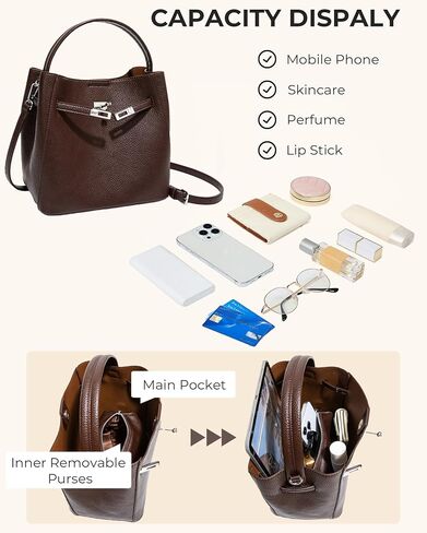 Micmores Crossbody Bag for Women, Pebbled Vegan Leather Bucket Handbag with Pouch, Versatile Shoulder Purse in Saudi Arabia