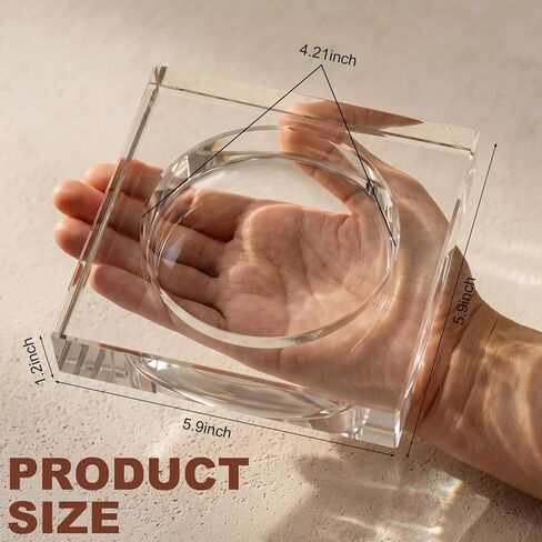Mumufy 2 Pack Crystal Candle Dish 5.9 x 5.9 x 1.2 Inch Clear Round Cutout Candles Dish Holder Diffuser Smooth Tray Candle Plates for Home Dinning Wedding Party Decor Table Centerpiece(Clear) in Kuwait