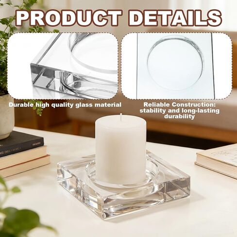 Mumufy 2 Pack Crystal Candle Dish 5.9 x 5.9 x 1.2 Inch Clear Round Cutout Candles Dish Holder Diffuser Smooth Tray Candle Plates for Home Dinning Wedding Party Decor Table Centerpiece(Clear) in Kuwait