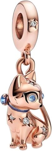 Rose Gold Pet Cat Dangle Charm 925 Sterling Silver Pendant,Jewelry Bead Gift for Women Bracelet&Necklace in Saudi Arabia