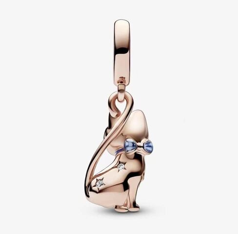 Rose Gold Pet Cat Dangle Charm 925 Sterling Silver Pendant,Jewelry Bead Gift for Women Bracelet&Necklace in Saudi Arabia