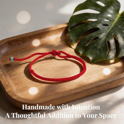 Natural Jade Bead Red String Bracelet for Women Men, Adjustable Gemstone Healing Kabbalah Cord Bracelet, Handmade Braided Wealth Feng Shui Bracelet, Prosperity Symbol Red Rope Bracelet, Zen Energy Balance Yoga Jewelry, Includes Gift Box in Saudi Arabia