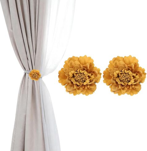 PATIKIL Flower Curtain Tiebacks, 2 Pcs Artificial Floral Curtain Tie Clips, Modern Curtain Holder Buckles, Window Drapery Decorative Clips for Home, Room, Office, Dark Purple in Kuwait