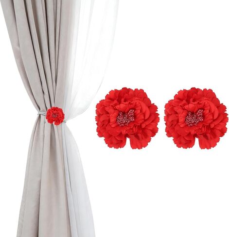 PATIKIL Flower Curtain Tiebacks, 2 Pcs Artificial Floral Curtain Tie Clips, Modern Curtain Holder Buckles, Window Drapery Decorative Clips for Home, Room, Office, Dark Purple in Kuwait