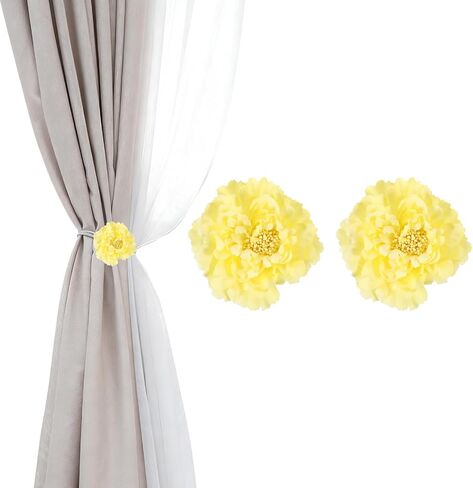 PATIKIL Flower Curtain Tiebacks, 2 Pcs Artificial Floral Curtain Tie Clips, Modern Curtain Holder Buckles, Window Drapery Decorative Clips for Home, Room, Office, Dark Purple in Kuwait