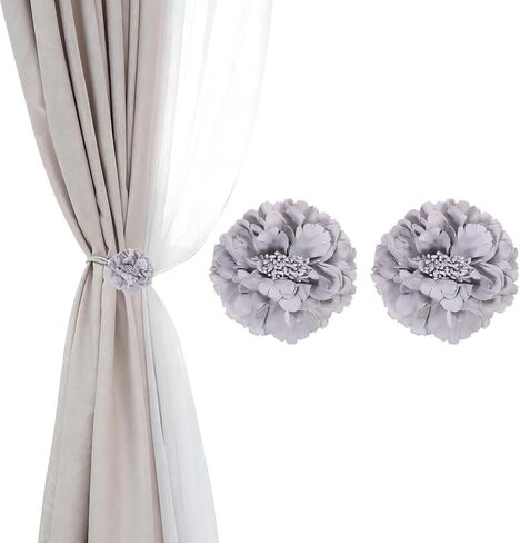 PATIKIL Flower Curtain Tiebacks, 2 Pcs Artificial Floral Curtain Tie Clips, Modern Curtain Holder Buckles, Window Drapery Decorative Clips for Home, Room, Office, Dark Purple in Kuwait