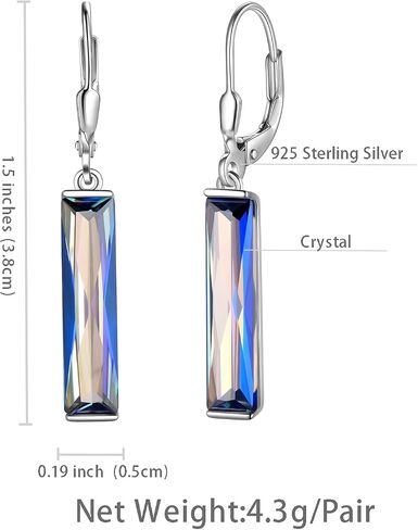 Mystic Topaz Pendant Necklace Dangle Earrings - Women 925 Sterling Silver Mystic Rainbow Pendant NecklaceRectangle Fire Topaz Leverback Drop Earring Dangling Jewelry in Saudi Arabia