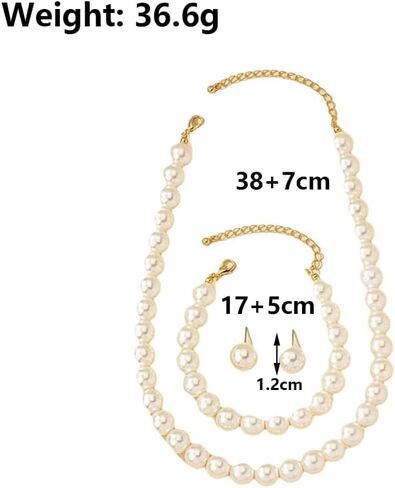 Dainty Pearl Jewelry Sets for Women,Fashionable Charm Glossy Pearls Earrings,Chunky Pearls Choker Necklaces,Wedding Jewelry for Bride Bridesmaid in Saudi Arabia
