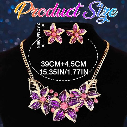 Yean Gold Flower Jewelry Set Floral Statment Necklace Set for Women in Saudi Arabia