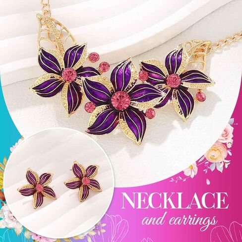 Yean Gold Flower Jewelry Set Floral Statment Necklace Set for Women in Saudi Arabia