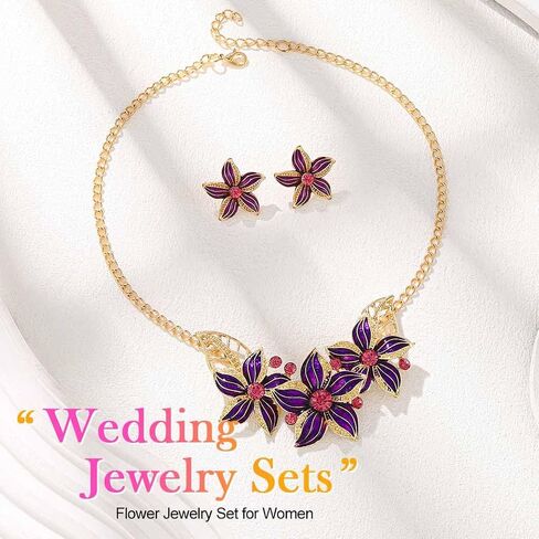 Yean Gold Flower Jewelry Set Floral Statment Necklace Set for Women in Saudi Arabia