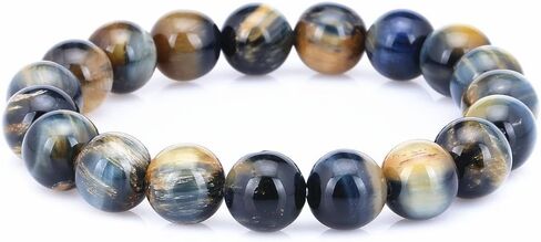 Gem Stone King Set of 3 Tiger Eye Gemstones 10MM 7 to 7.5 Inch Stretchy Adjustable Stackable Bracelet For Women in Saudi Arabia