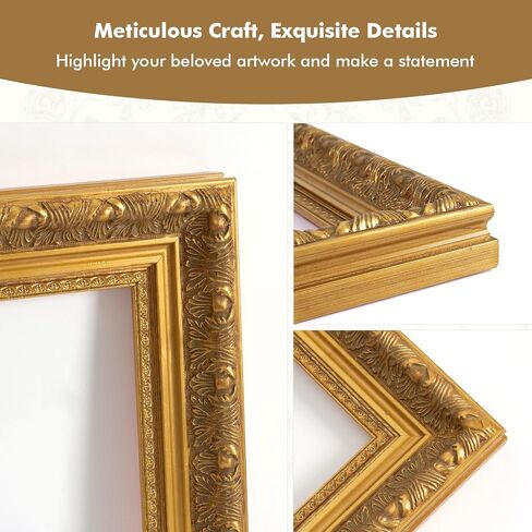 Solid Wood Frame for 8x10 Canvas Paintings, Finished Antique Gold Ornate Canvas Frame for Oil Painting Art Prints Home Living Room Wall Decor (No Glass & Backboard) in Saudi Arabia