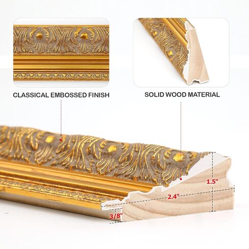 Solid Wood Frame for 8x10 Canvas Paintings, Finished Antique Gold Ornate Canvas Frame for Oil Painting Art Prints Home Living Room Wall Decor (No Glass & Backboard) in Saudi Arabia
