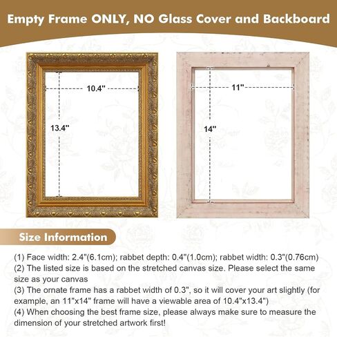 Solid Wood Frame for 8x10 Canvas Paintings, Finished Antique Gold Ornate Canvas Frame for Oil Painting Art Prints Home Living Room Wall Decor (No Glass & Backboard) in Saudi Arabia