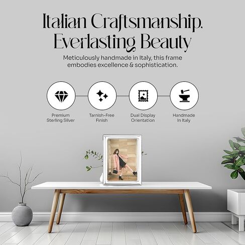Double Bead Sterling Silver Picture Frames - Handmade in Italy, Tarnish-free, 4x6 Silver Picture Frame with Dual Easel for Portrait & Landscape Display, Exceptional Gift for Any Occasion in Saudi Arabia