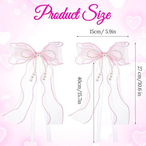Bowknot Curtain Tiebacks, 2 Pcs Pink Lace Bow Butterfly Tieback with Pearls, Elegant Curtain Holders, Sweet Curtains Holdbacks Buckles for Bedroom Living Room Wedding Party Home Cafe Decoration in Saudi Arabia
