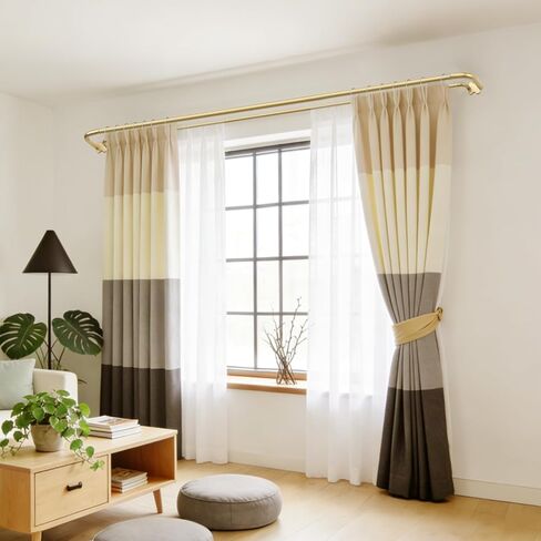 USFOOK Gold Double Curtain Rods 32 to 58 Inch (2.6-4.8ft), Blackout Wrap Around Curtain Rods for Windows 20 to 54 Inches, 6/8 Inch Room Darkening Drapery Rod, Decorative Dual Curtain Pole in Saudi Arabia
