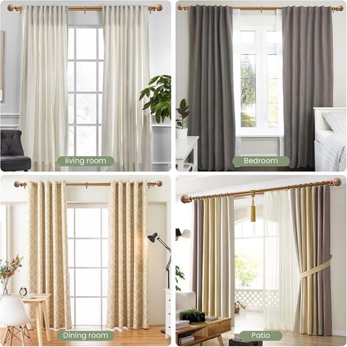 Bamboo Double Curtain Rods for Windows 36 to 72 Inches, 1-inch DiameterHeavy-duty Adjustable Double Curtain Rods with Bamboo Leaf Carved Finials - for Bedrooms and Living Rooms in Saudi Arabia