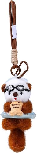 Charming Otter Keychain - Floating Ring & Swim Goggles Design, Holding a Little Fish, Multi-Color Options in Saudi Arabia