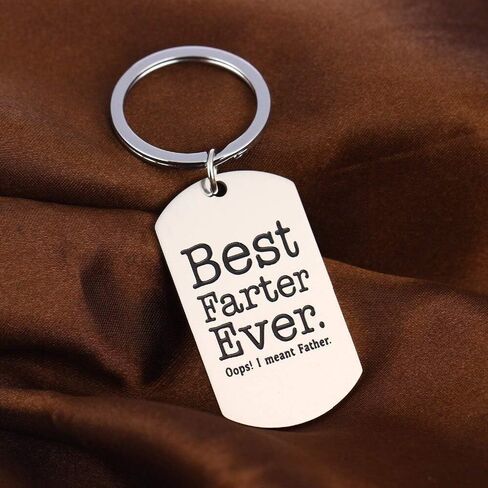 Best Farter Ever Oops I Mean Father Dad Keychain Stainless Steel Keyring Family Jewelry Daddy Key Chain Fathers in Saudi Arabia