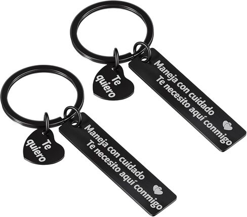 Drive Safe Keychain for Him, Spanish Pendant Matching Keychains Valentine's Day Gift “Te Necesito Aqui Conmigo" in Saudi Arabia