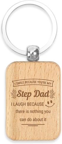 Step Dad Gifts Fathers Day Wooden Keychain Bonus Dad Gifts for Stepdad from Daughter Stepdaughter for Best Stepfather Day Gift Father's Day Valentines Day Presents Christmas in Saudi Arabia