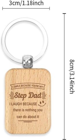 Step Dad Gifts Fathers Day Wooden Keychain Bonus Dad Gifts for Stepdad from Daughter Stepdaughter for Best Stepfather Day Gift Father's Day Valentines Day Presents Christmas in Saudi Arabia