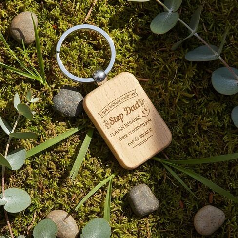 Step Dad Gifts Fathers Day Wooden Keychain Bonus Dad Gifts for Stepdad from Daughter Stepdaughter for Best Stepfather Day Gift Father's Day Valentines Day Presents Christmas in Saudi Arabia