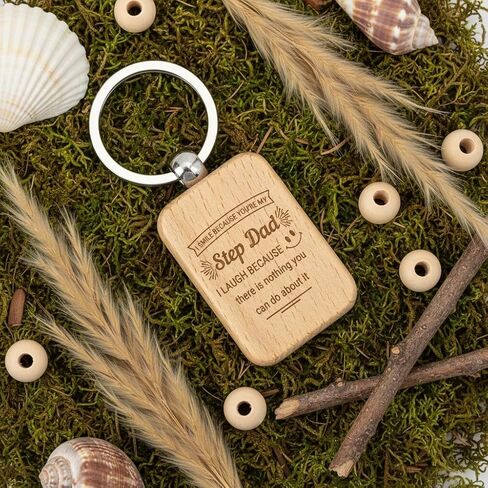 Step Dad Gifts Fathers Day Wooden Keychain Bonus Dad Gifts for Stepdad from Daughter Stepdaughter for Best Stepfather Day Gift Father's Day Valentines Day Presents Christmas in Saudi Arabia