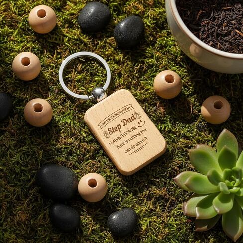Step Dad Gifts Fathers Day Wooden Keychain Bonus Dad Gifts for Stepdad from Daughter Stepdaughter for Best Stepfather Day Gift Father's Day Valentines Day Presents Christmas in Saudi Arabia