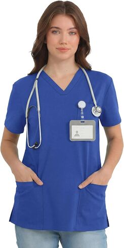 Scrub for Women Short Sleeve V Neck T Shirts with 3 Pockets Nursing Tops in Saudi Arabia