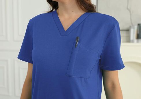 Scrub for Women Short Sleeve V Neck T Shirts with 3 Pockets Nursing Tops in Saudi Arabia