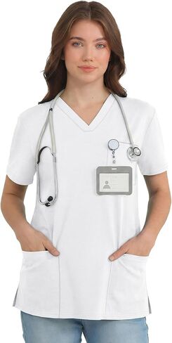 Scrub for Women Short Sleeve V Neck T Shirts with 3 Pockets Nursing Tops in Saudi Arabia