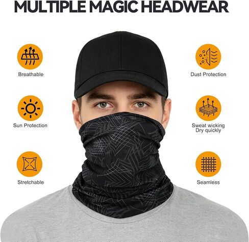 9-Pack UV Protection Neck Gaiter & Balaclava for Men and Women - Seamless Face Mask for Cycling, Hiking, Running in Saudi Arabia